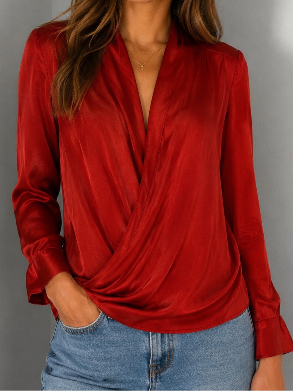 Diane von Furstenberg Burnt Orange Silk Wrap Blouse Size 4